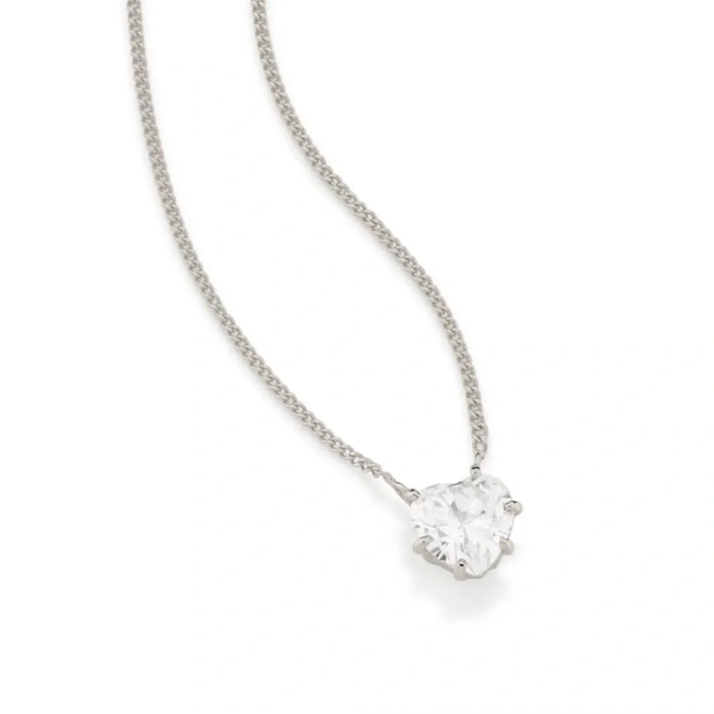 New Woman’s Heart Shape One Carat White Sapphire Sterling Silver Necklace
